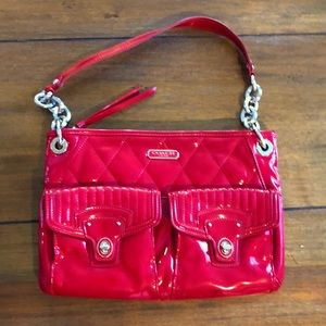 Coach Cherry Red Patent Leather Poppy Shoulder Bag